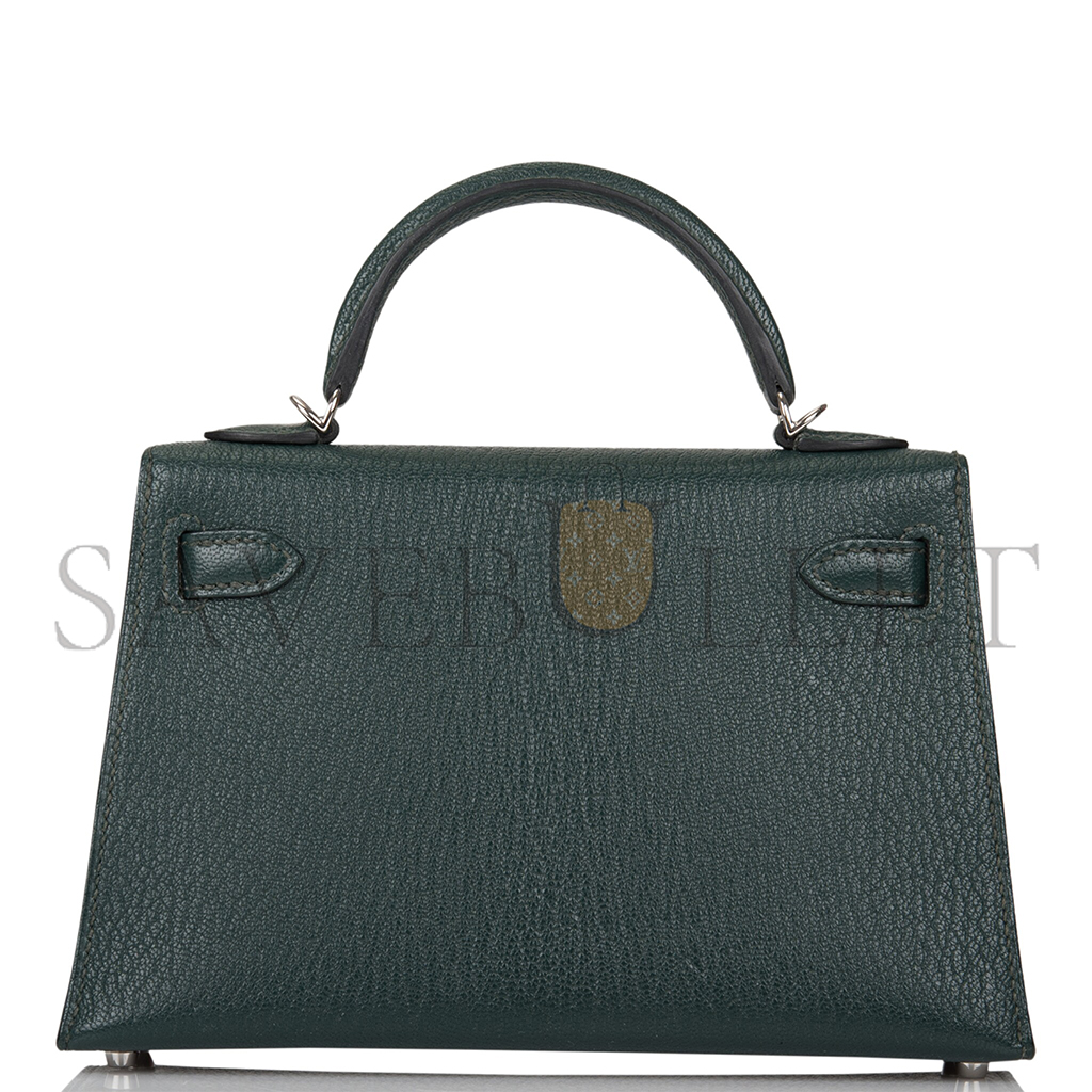 hermÈs master sellier kelly ii chevre leather titan green with N0*Hern blue inside (19*12*5.5cm)